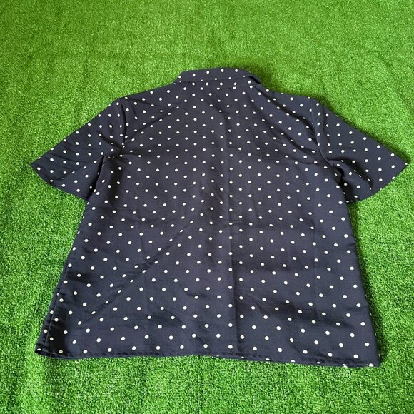 Tommy Hilfiger Women's Shirt Button Up Polka Dot Short Sleeve Navy Blue Size L - Picture 8 of 11